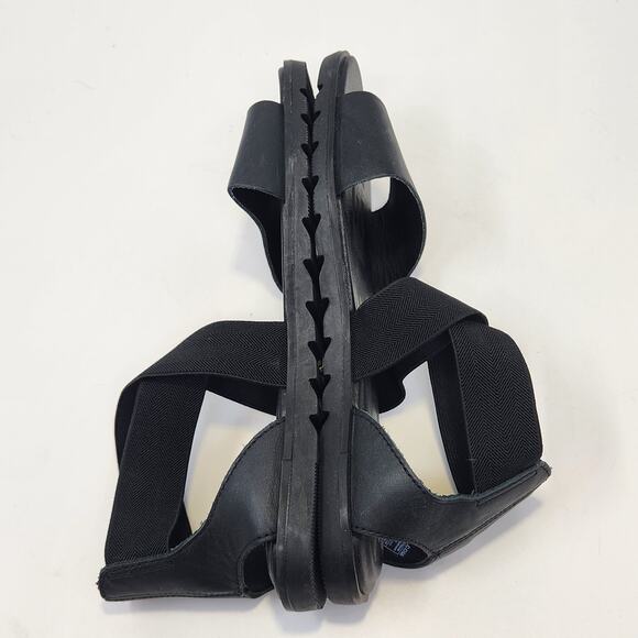 Sorel Women Ella Sandals Black Leather Size 6.5 Gladiator Stretch Straps Flats - Picture 7 of 8